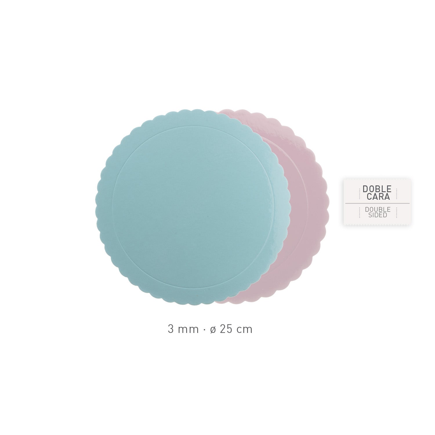 ROUND CAKE BOARD BLUE / PINK 3MM Ø 25CM