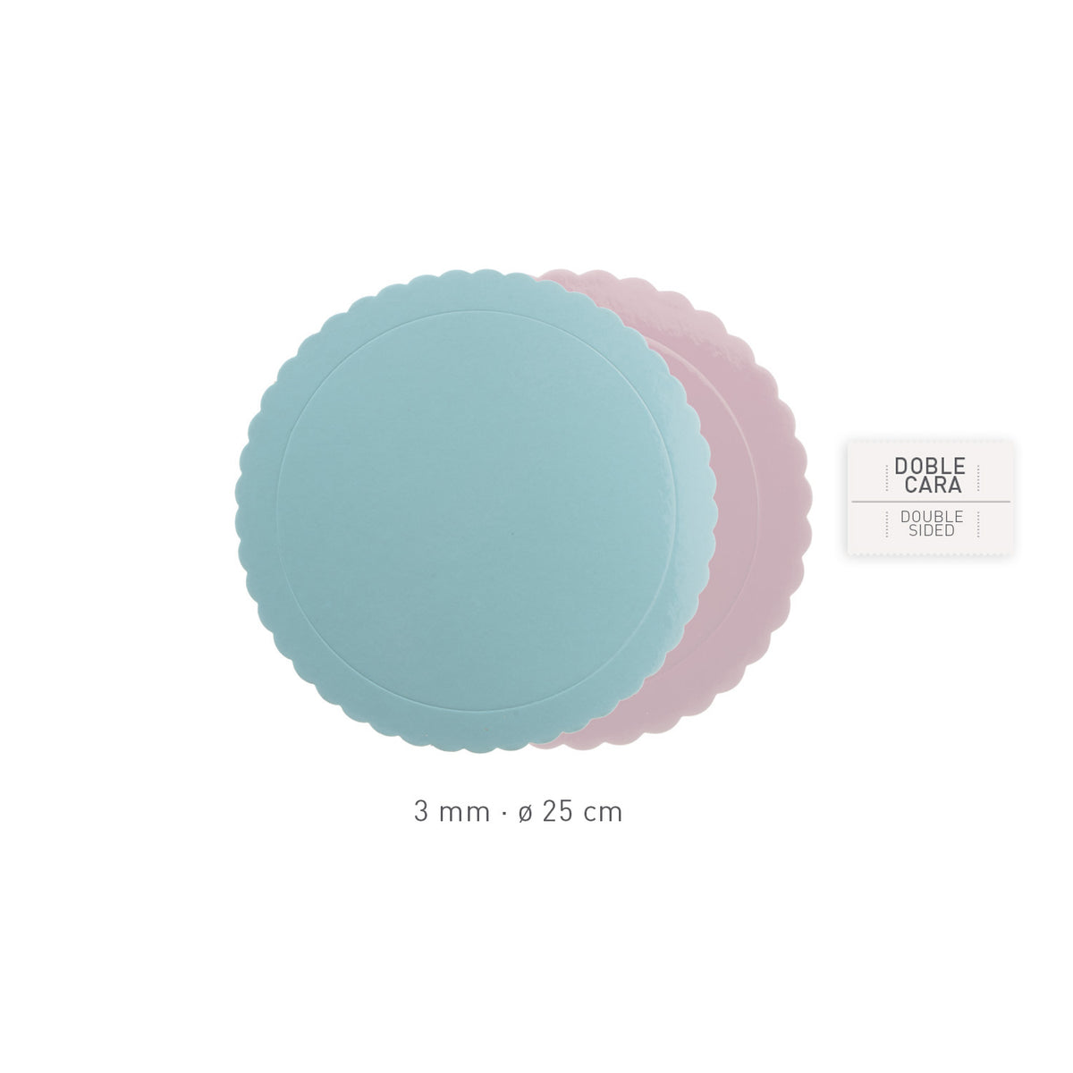ROUND CAKE BOARD BLUE / PINK 3MM Ø 25CM
