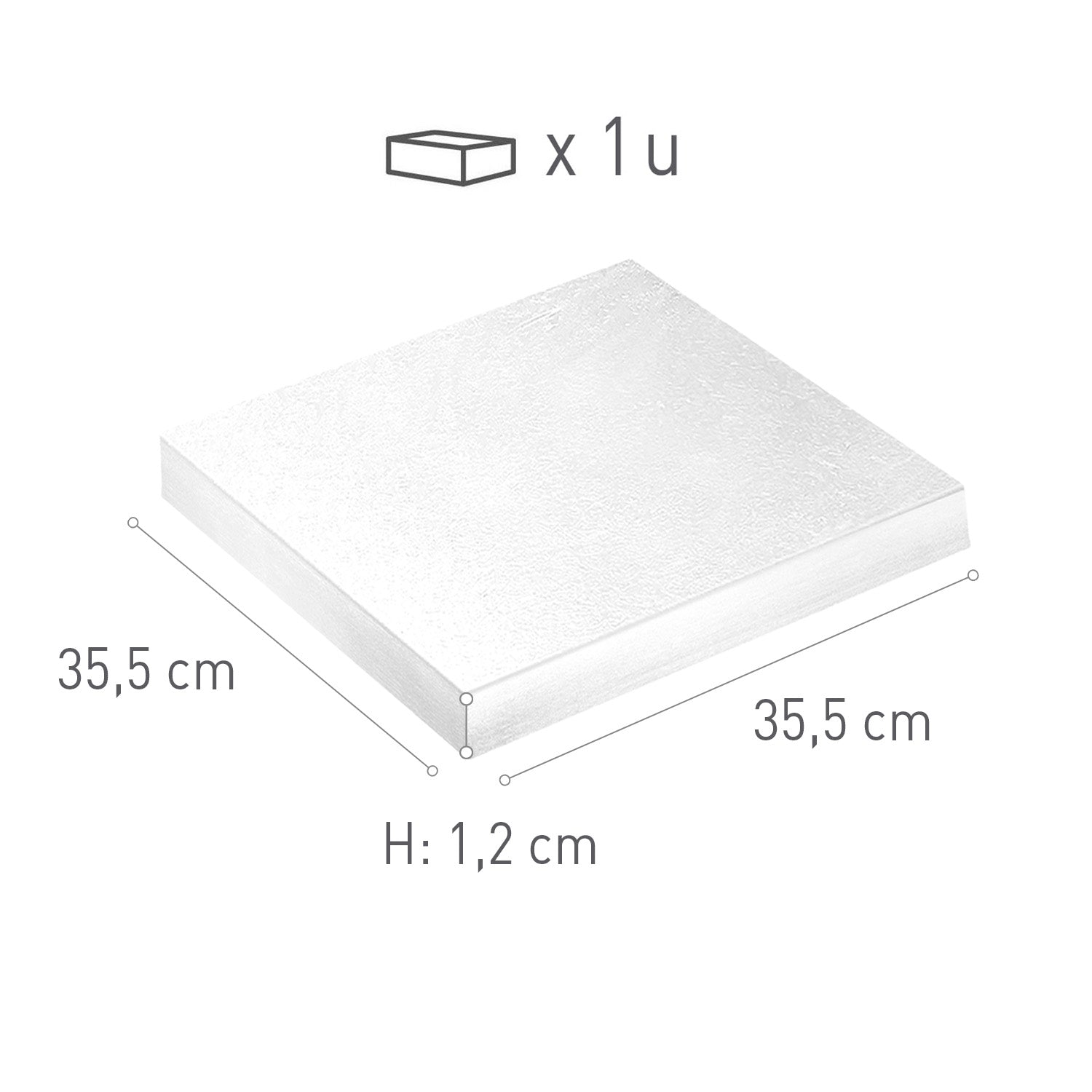 SQUARE CAKE BOARD WHITE 35.5X35.5XH1.2CM