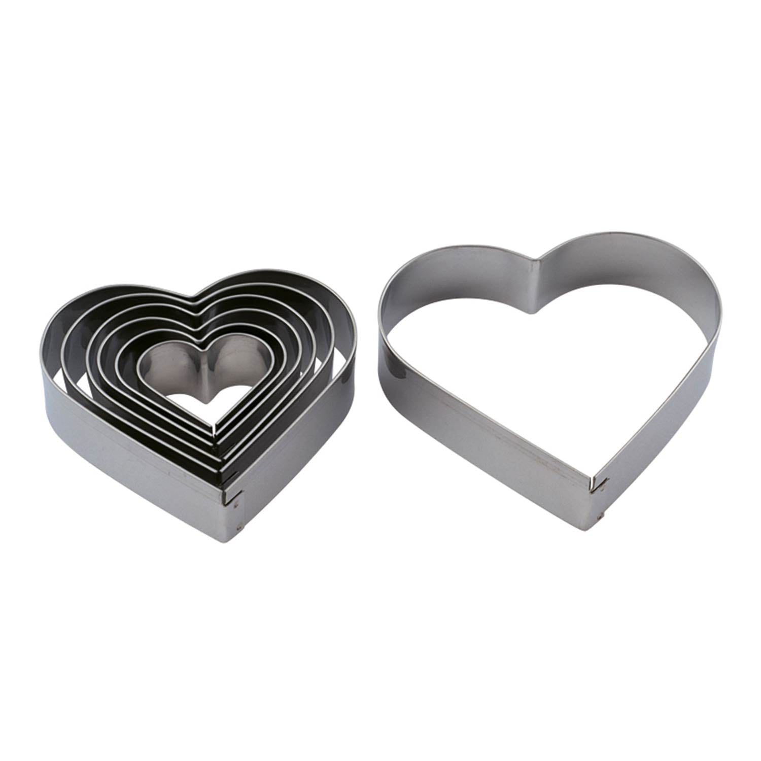 JUEGO 7 CORTAPASTAS SURT.CORAZON A.INOX. 35/85MM