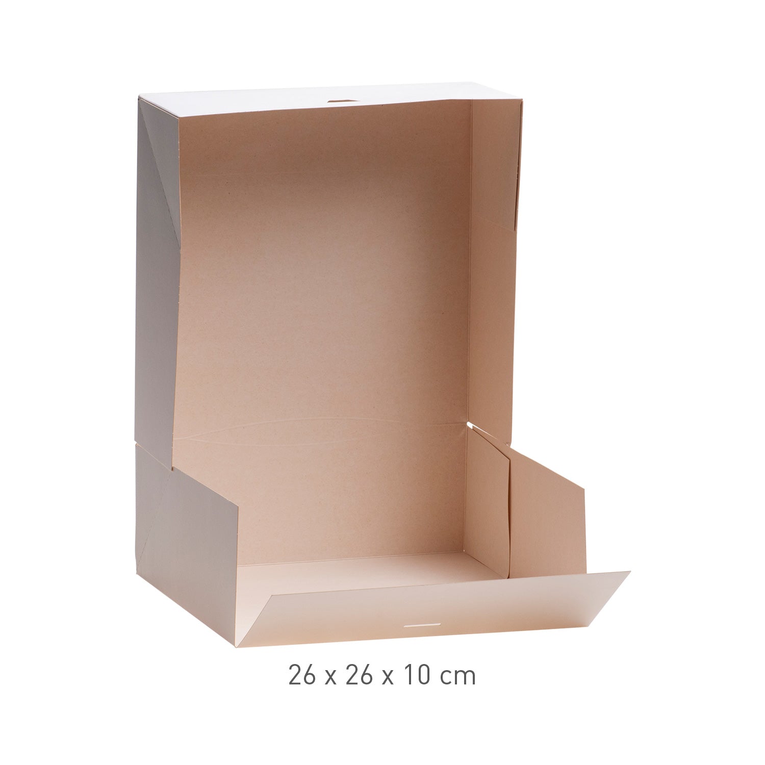 WHITE CARDBOARD CAKE BOX 26X26X10CM