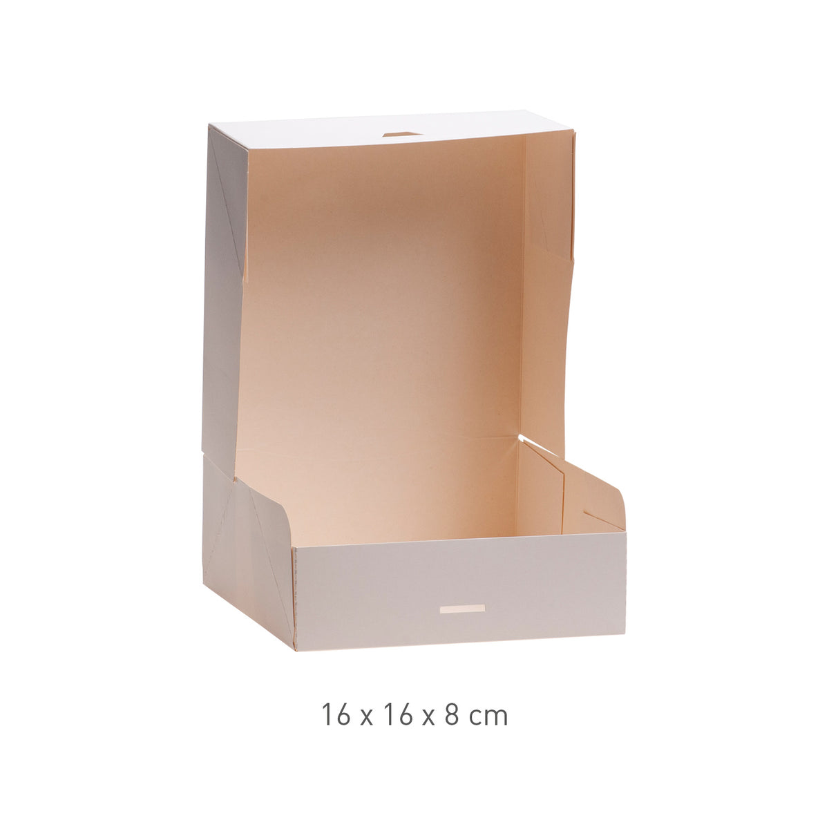 WHITE CARDBOARD CAKE BOX  16X16X8CM