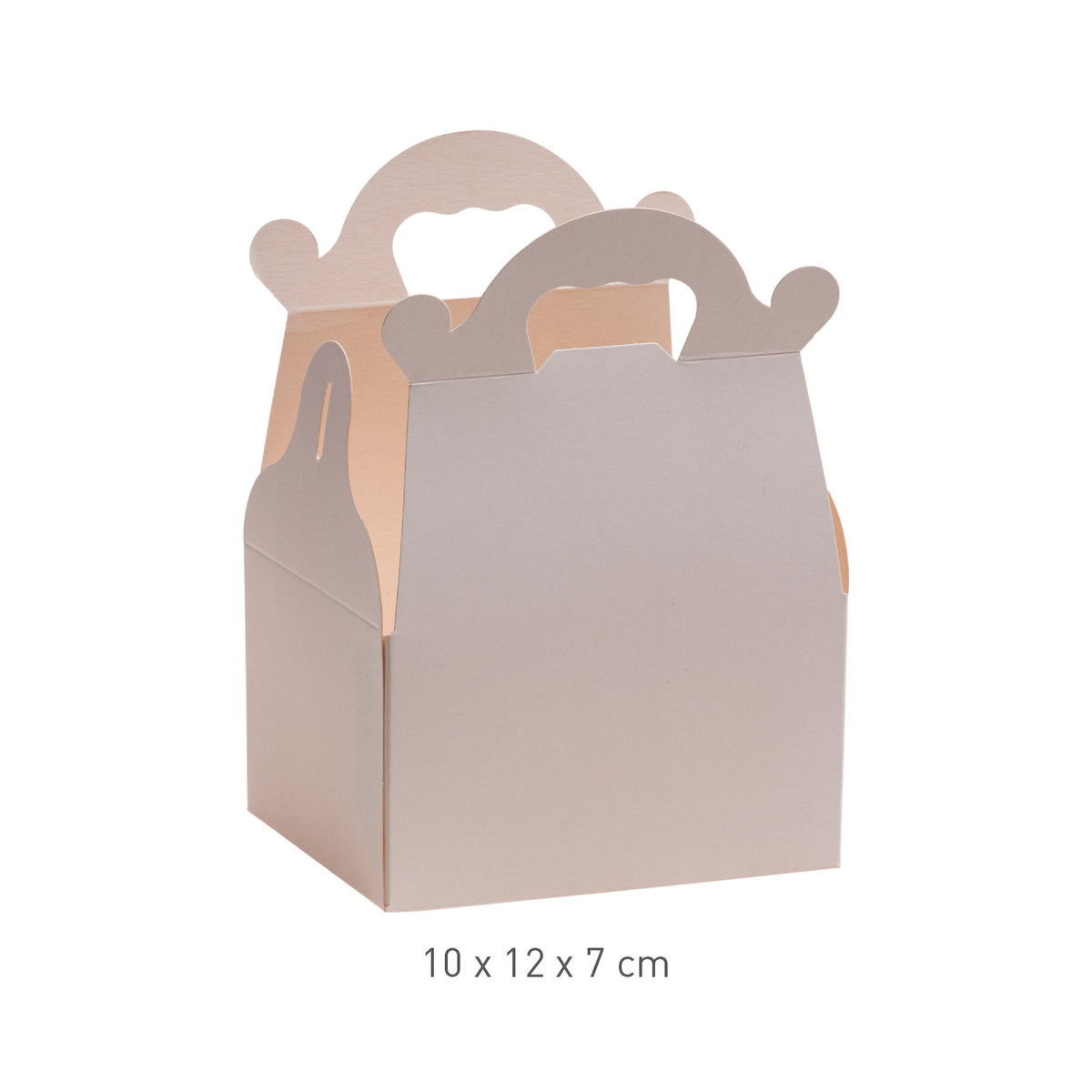 WHITE CARDBOARD CAKE BOX WITH HANDLES 10X12X7CM