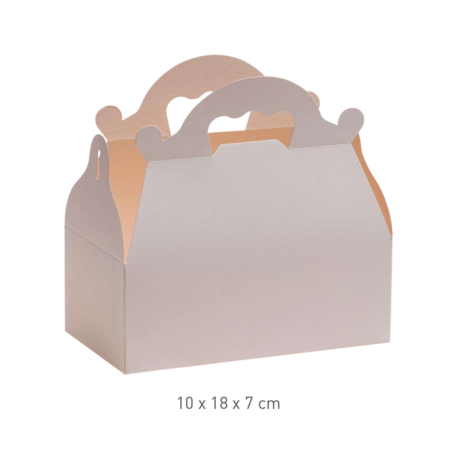 WHITE CARDBOARD CAKE BOX WITH HANDLES 10X18X7CM