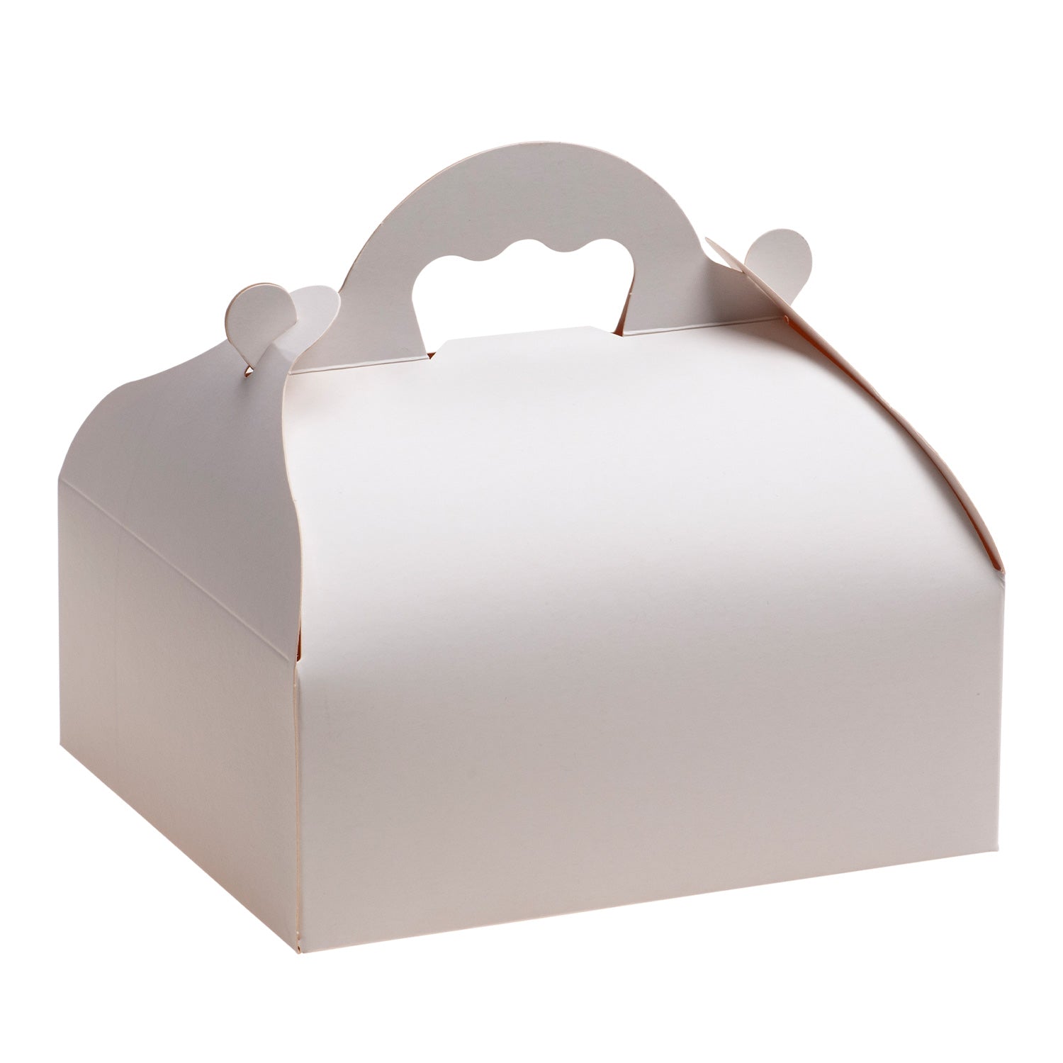 WHITE CARDBOARD CAKE BOX WITH HANDLES 16X18X7CM