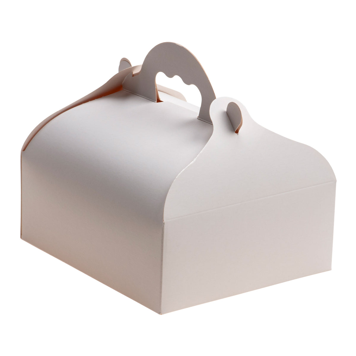 WHITE CARDBOARD CAKE BOX WITH HANDLES 16X18X7CM