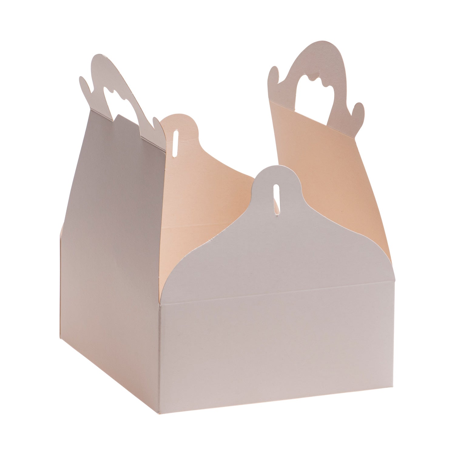 WHITE CARDBOARD CAKE BOX WITH HANDLES 16X18X7CM