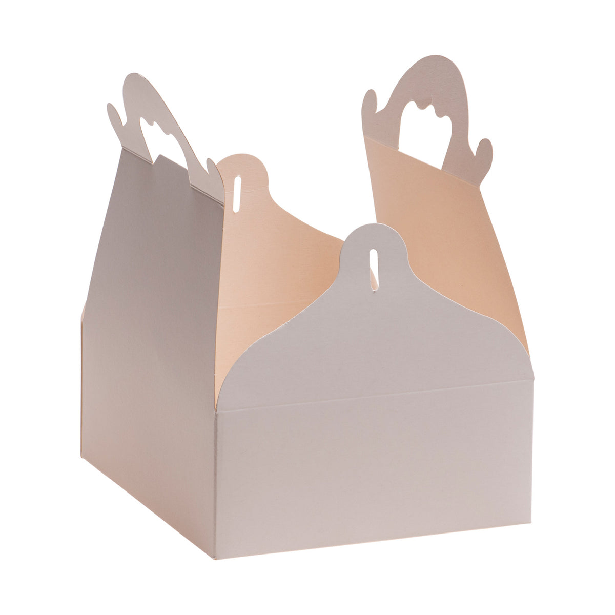 WHITE CARDBOARD CAKE BOX WITH HANDLES 16X18X7CM