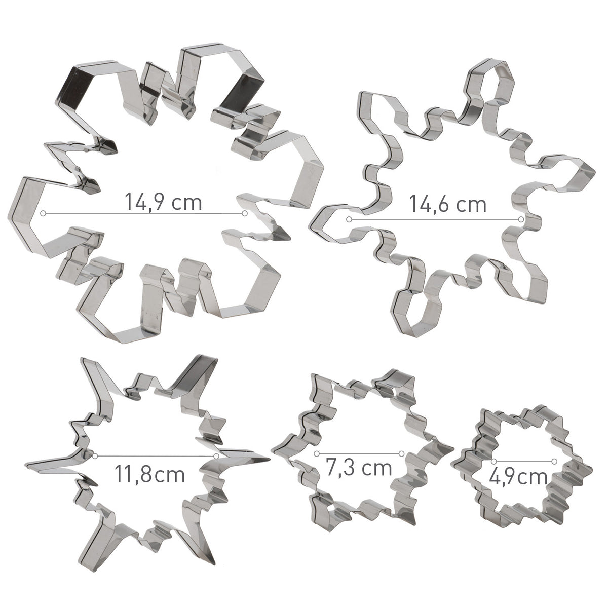 SET CORTAPASTAS ACERO INOX | COPOS DE NIEVE 5 PIEZAS SURTIDA